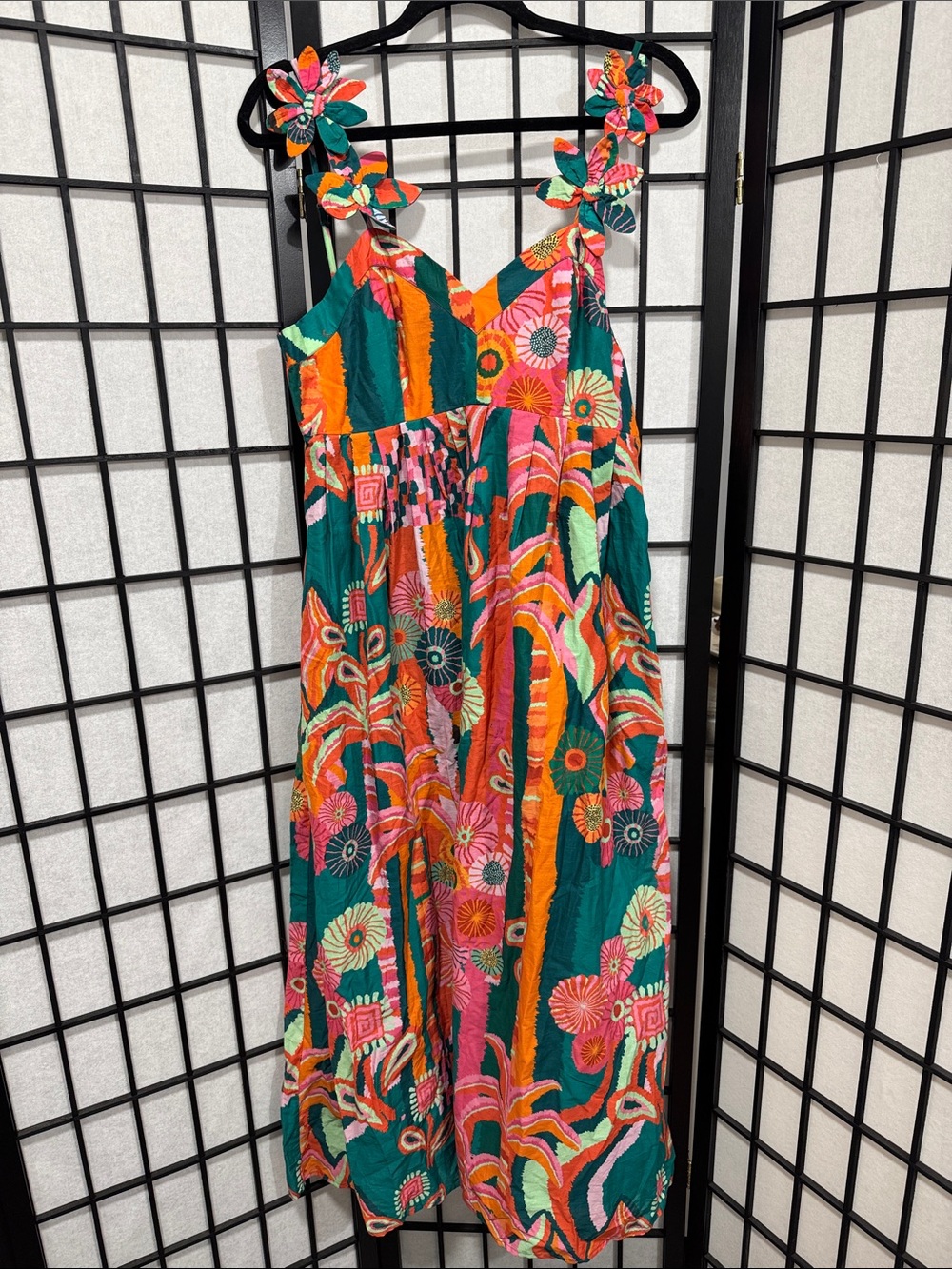Farm Rio x Anthropologie defect Pleated Palm Midi Dress – Size M - Picture 2 of 10